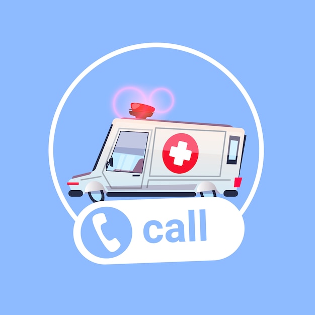 Ambulance car call icon first assistance aide médicale d'urgence Vecteur Premium