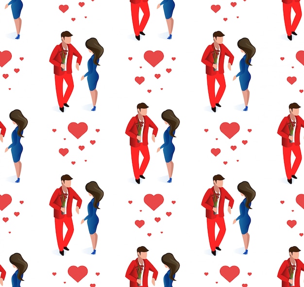 Amour couple jour de mariage seamless pattern vector. Vecteur Premium
