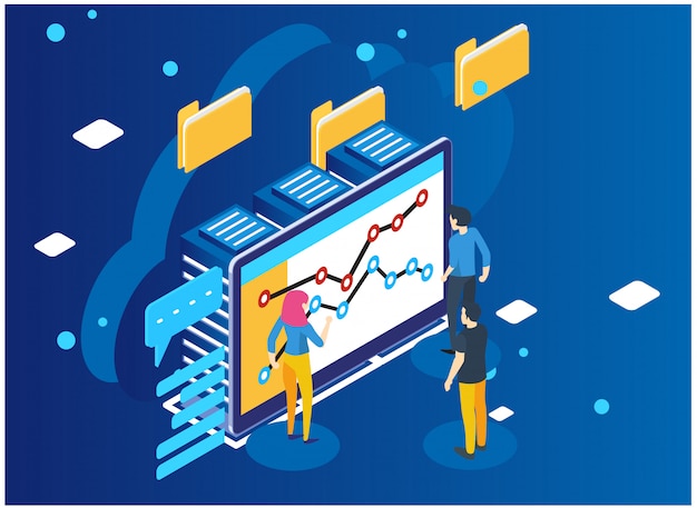 Analyse de données et concept de statistiques. Vecteur Premium