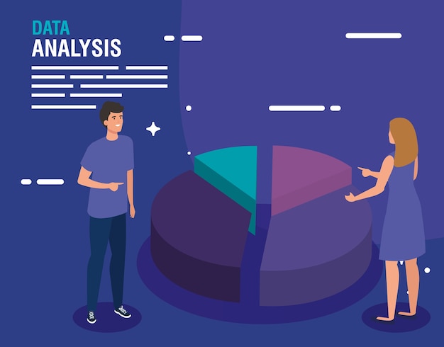 Analyse De Donnees Gateau Graphique Femme Et Homme Conception Theme De L Information Vecteur Premium