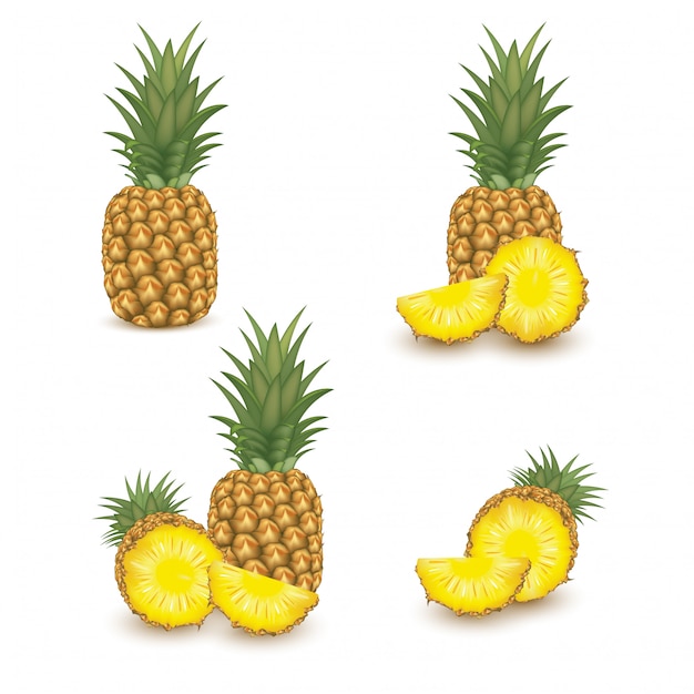 Ananas Sur Fond Blanc Fruits Tropicaux Savoureux Et Sains Ananas Doux Concept D Aliments Sains Ananas Gourmet Frais Bio Illustration Vecteur Premium