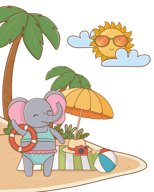 Animal mignon profitant des vacances d'été Vecteur gratuit