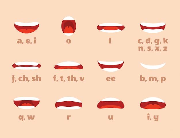 Animation De La Bouche Les Levres De Dessin Anime Parlent D Expression D Articulation Et De Sourire Parler Parler Bouche Isole Vecteur Premium