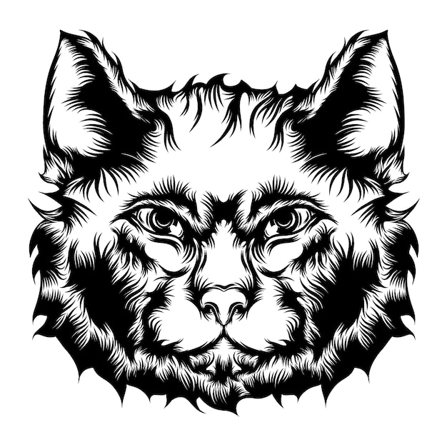 L Animation Du Chat De Rue Pour Les Idees D Illustration De Tatouage Vecteur Premium