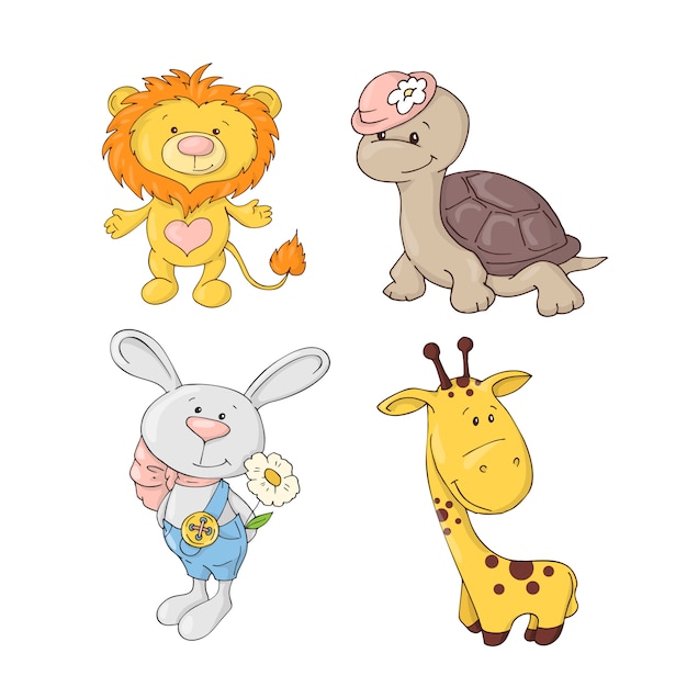 Animaux Mignons Cartoon Pour Bebe Vecteur Premium