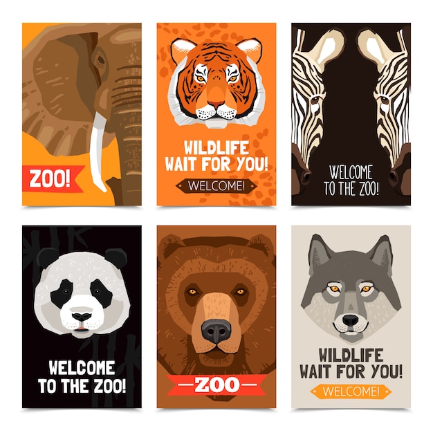 Animaux mini posters set Vecteur gratuit
