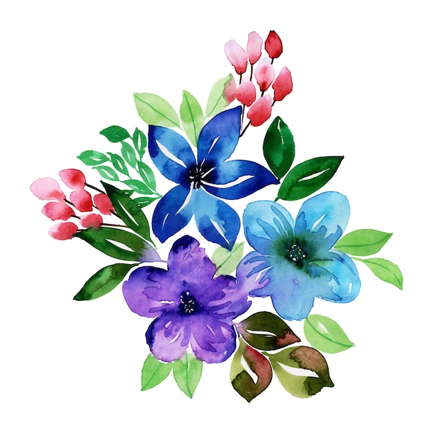 Aquarelle bouquet floral Vecteur Premium