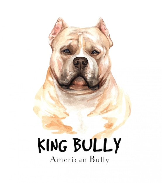 Aquarelle De Chien American Bully Pour Limpression