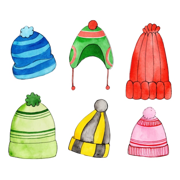 Aquarelle collection élément noël et hiver Vecteur Premium
