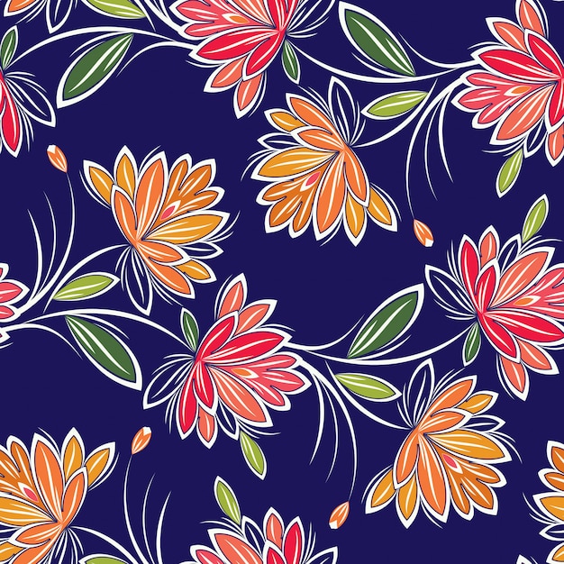 Aquarelle floral leaves seamless pattern Vecteur Premium