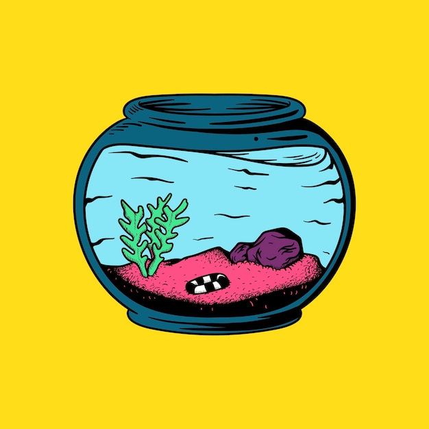 Aquarium Vide Avec Des Plantes Et Aucune Illustration De Poisson Vecteur Premium