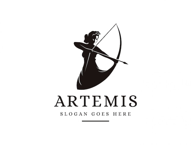 Artemis Goddess Logo Icône Illustration Vectorielle, Logo Archer