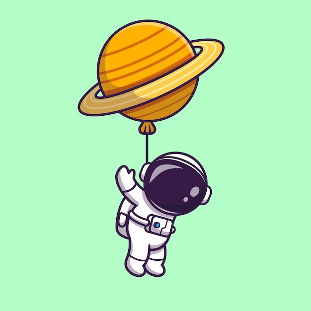 Astronaute Mignon Flottant Avec Le Ballon De La Plan Te Dans L Espace