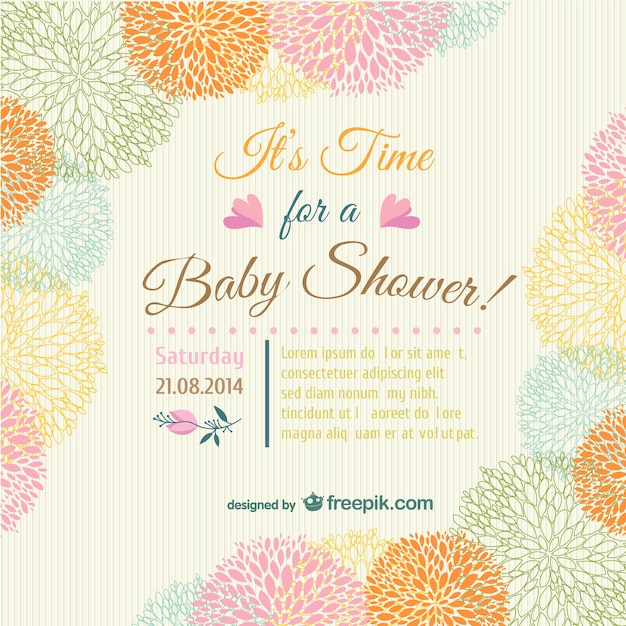 Baby Shower Floral Carte D Invitation Vecteur Gratuite