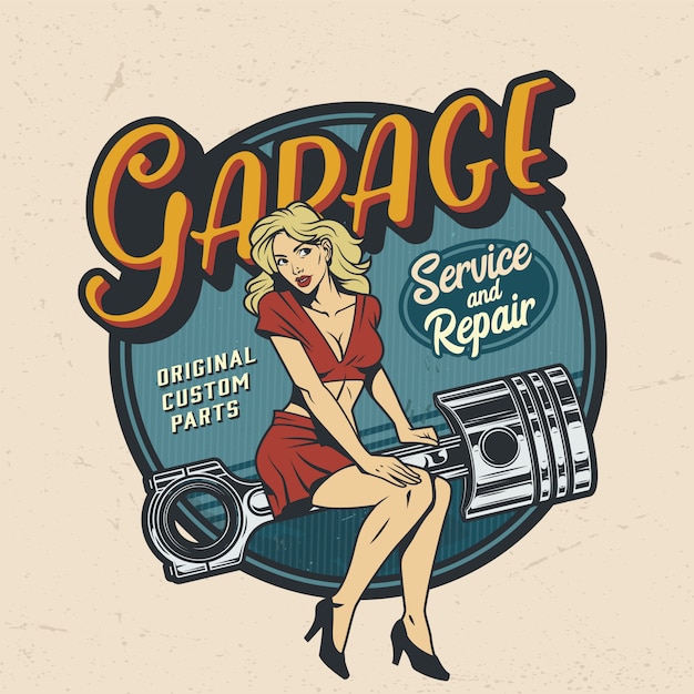 Badge De Service De R paration De Garage Color  Vintage  
