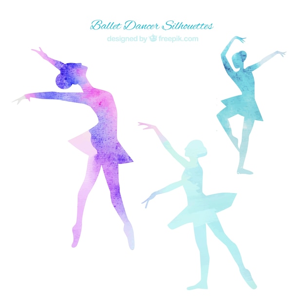 Ballet dancers silhouettes Vecteur gratuit