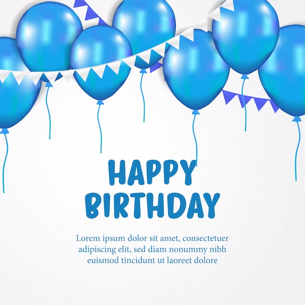 Ballon Joyeux Anniversaire Bleu Vecteur Premium