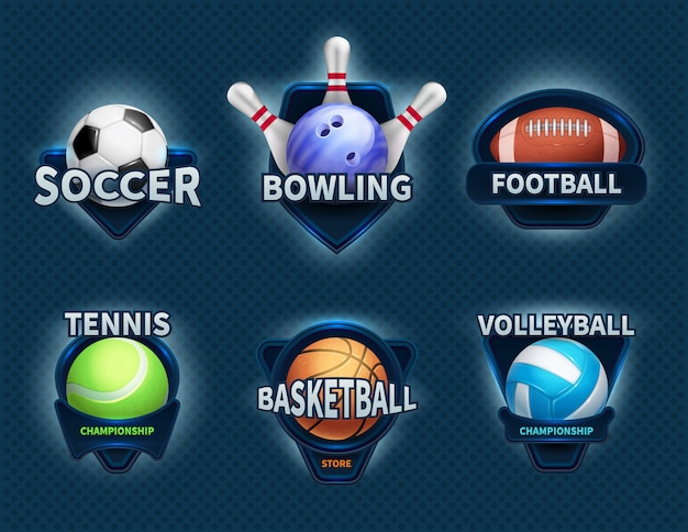 Ballons de sport vecteur étiquettes et emblèmes d'équipe de sport Vecteur Premium