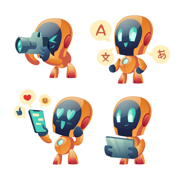 Bande Dessinée Mignonne De Bot De Chat, Robot De Conversation Vecteur gratuit