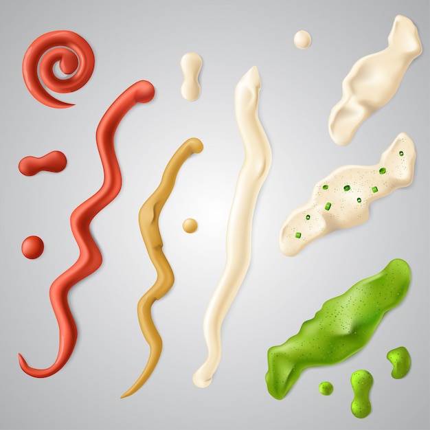 Bandes Renversées De Différentes Sauces. Vecteur Premium
