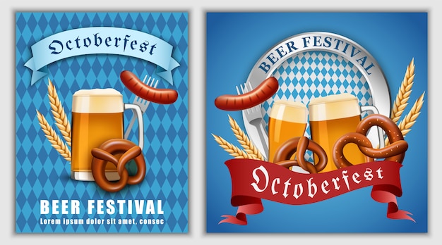 Bannière de la bière de la fête d'octobre Vecteur Premium