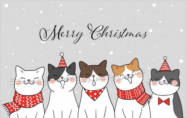 Banniere Chat Drole Pour Le Jour De Noel Dans La Neige Vecteur Premium Banniere Chat Drole Pour Le Jour De Noel Dans La Neige Vecteur Premium