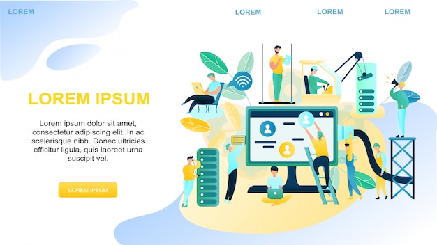 Bannière illustration personnel support technique Vecteur Premium