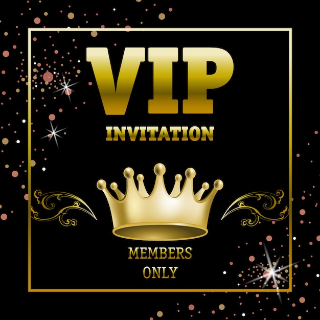 Bannière membres vip invitation seulement dans un cadre doré Vecteur gratuit