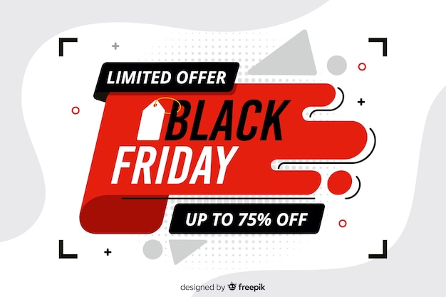Bannière à offre limitée black vendredi design plat Vecteur gratuit