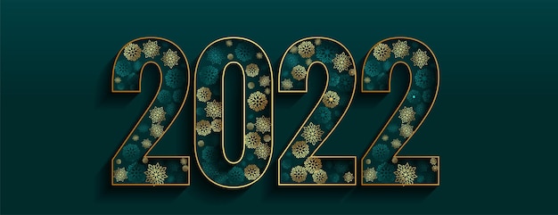 Bannière premium du nouvel an 2022 avec des flocons de neige Vecteur gratuit