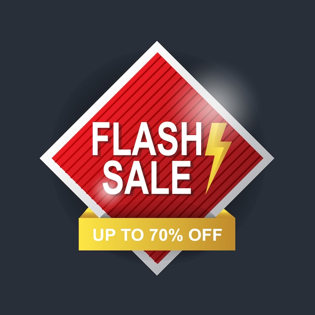 Bannière rouge et jaune sur fond abstrait vente flash Vecteur Premium