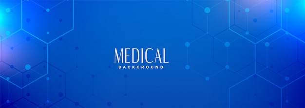 Bannière de science médicale bleu hexagonal numérique Vecteur gratuit