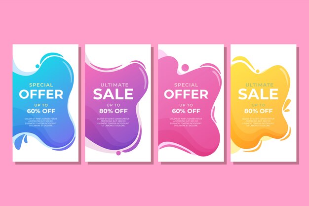 Bannière de vente abstraite liquide coloré Vecteur Premium