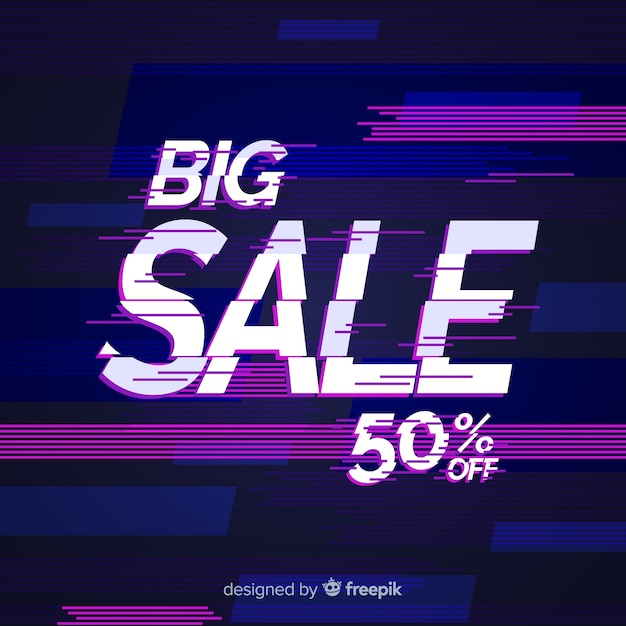 Bannière de vente glitch Vecteur gratuit