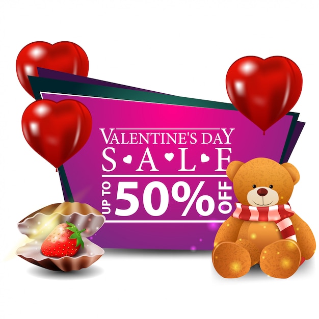 Bannière de vente saint valentin Vecteur Premium