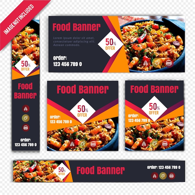 Bannière web alimentaire pour le restaurant Vecteur Premium