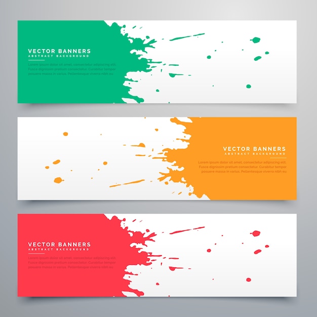 Bannières d'éclaboussures d'encre abstraites set background Vecteur gratuit