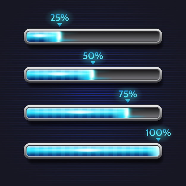 Barre De Progression Bleue, Chargement, Modèle D'interface D ...