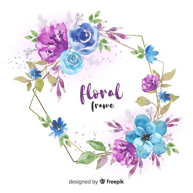 Beau Cadre  Floral Au Design Aquarelle Vecteur Gratuite