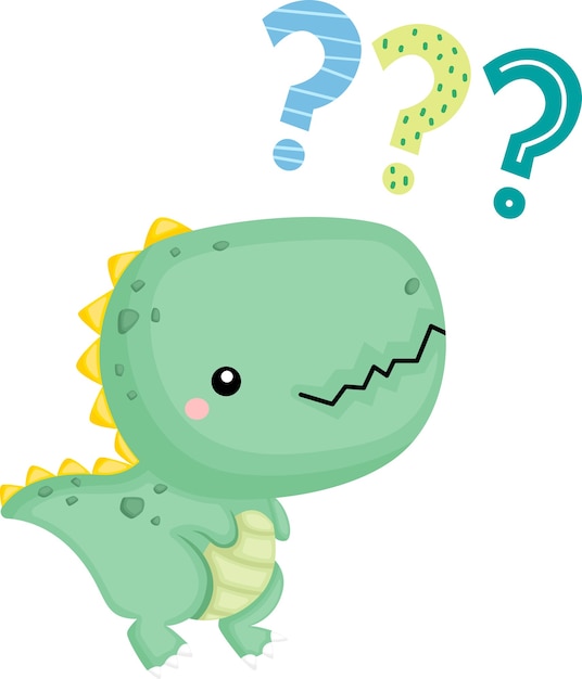 Un Bebe Dinosaure Mignon Avec Une Expression Confuse Vecteur Gratuite