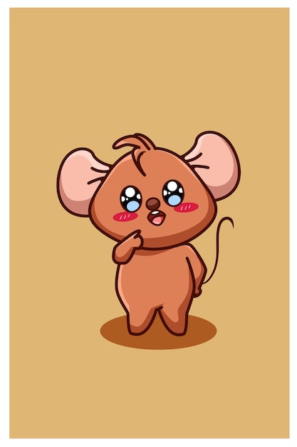 Un Bebe Souris Mignon Et Drole Illustration De Dessin Anime Animal Vecteur Premium