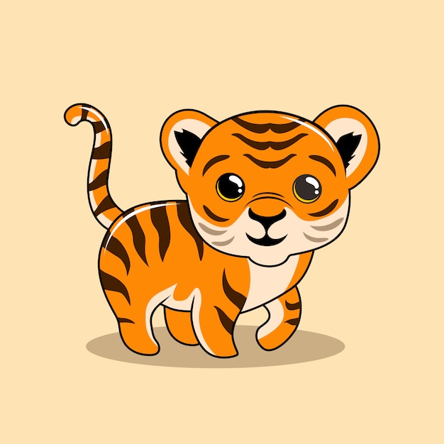 Bebe Tigre Dessin Anime Animaux Mignons Vecteur Premium