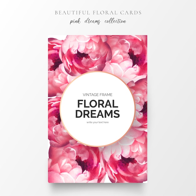 Belle Carte Florale Avec Des Fleurs De Pivoine Vecteur Gratuite