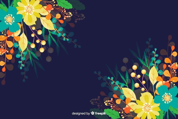 Belle composition de fond floral coloré Vecteur gratuit