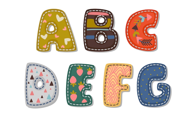 Belle Impression Sur Les Alphabets Gras Pour La Partie 1 Des Enfants Vecteur Premium