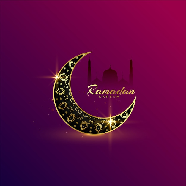  Belle  Lune Or Brillant Ramadan  Kareem Salutation Vecteur 