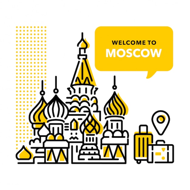 Bienvenue à moscou Vecteur Premium