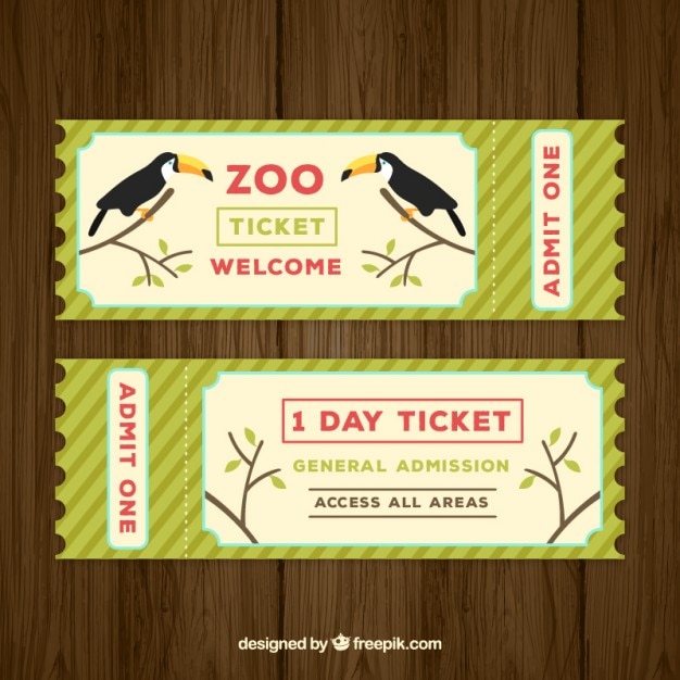 billet-zoo-avec-deux-toucans-vecteur-gratuite