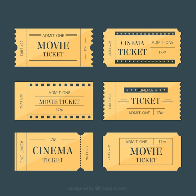 Billets de cinéma dans le style rétro Vecteur gratuit