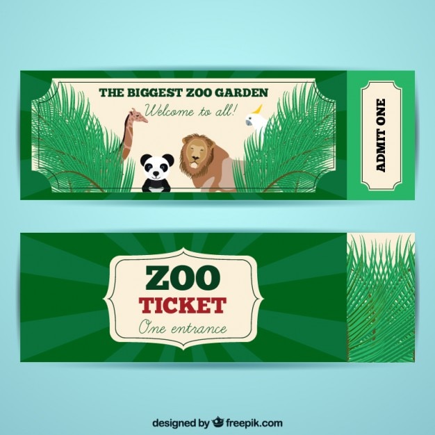 Billets Zoo avec de beaux animaux Télécharger des Vecteurs gratuitement